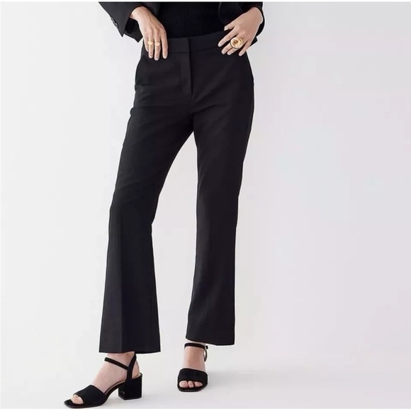 J Crew Willa cropped flare pant in Italian Fabric city wool blend Black Sz 8 - Picture 1 of 14